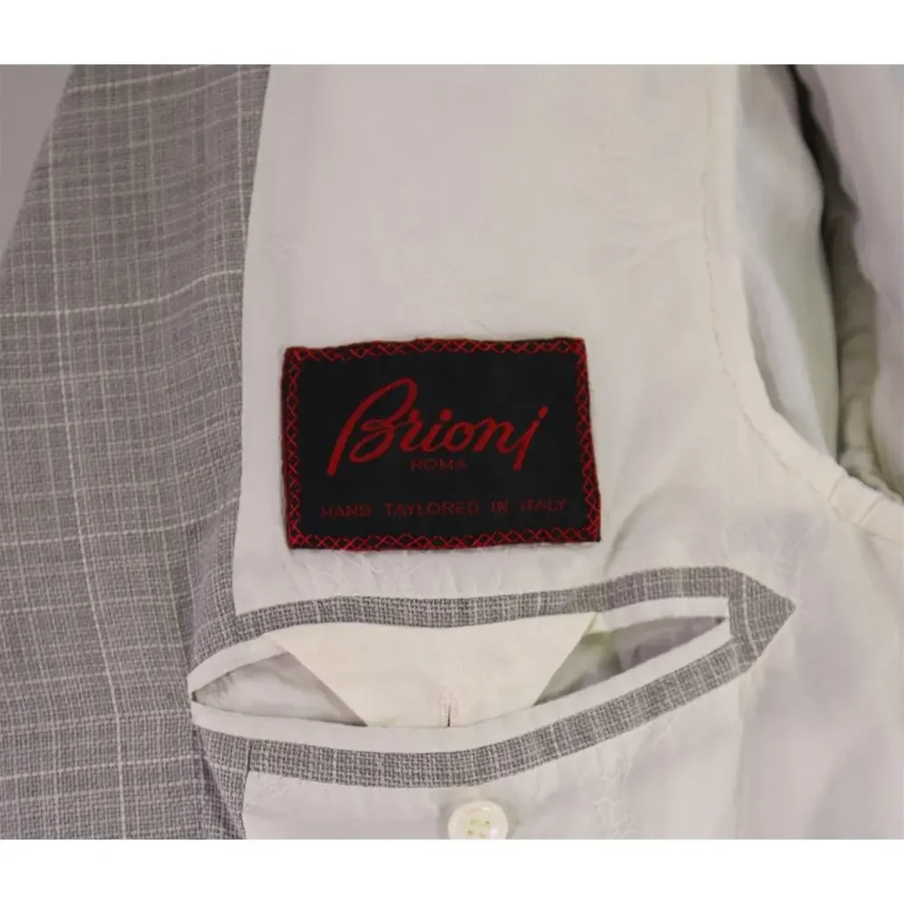 Brioni Nomentano Gray Knit Windowpane Wool Blazer Sportcoat 41R 42R